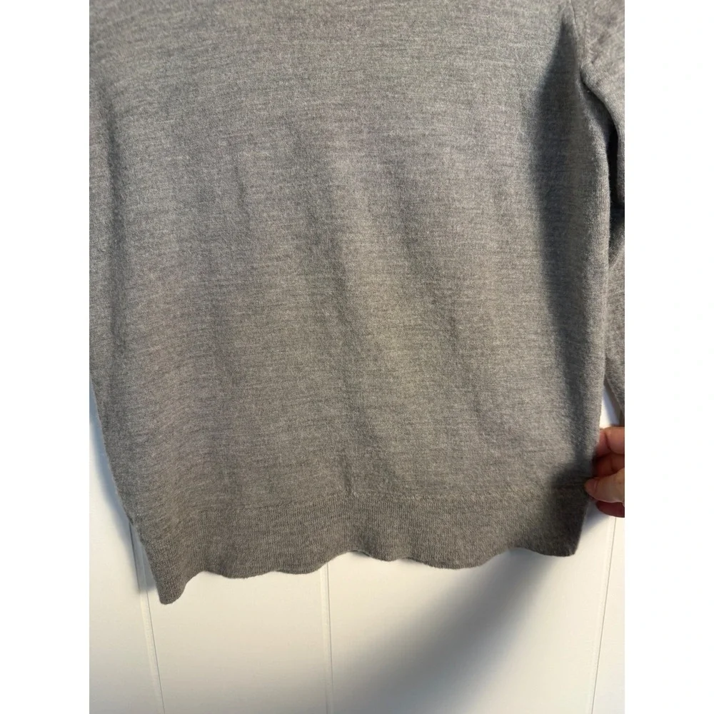 100% Merino Wool J.Crew Tippi Sweater M Gray 3/4 Sleeve Knit Pullover - Picture 3 of 7